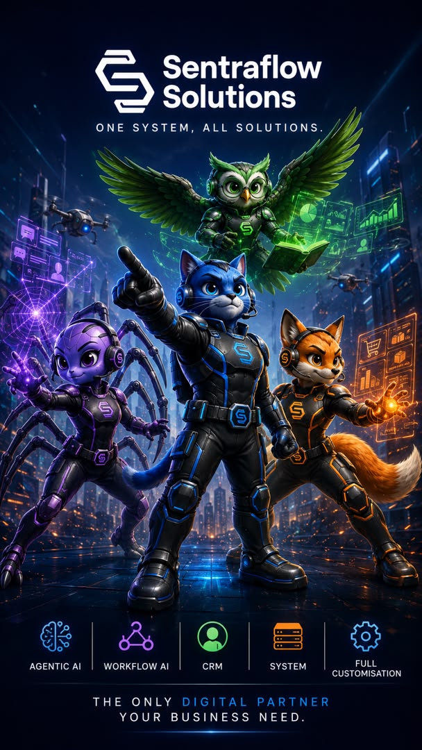 The Sentraflow AI team — Sentra, Kira, Astra and Nova